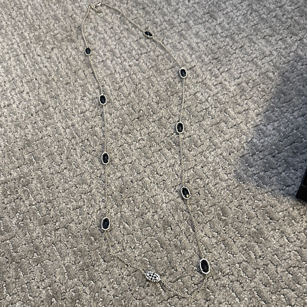 Kendra Scott black onyx and gold long necklace